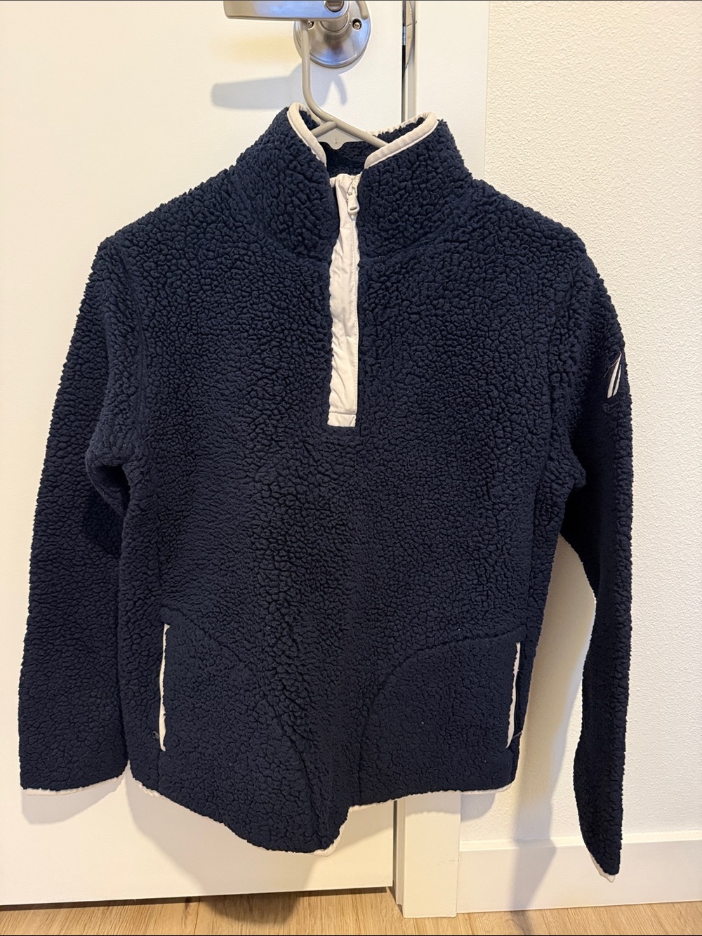 Nautica Navy Blue Sherpa Pullover with White Trim